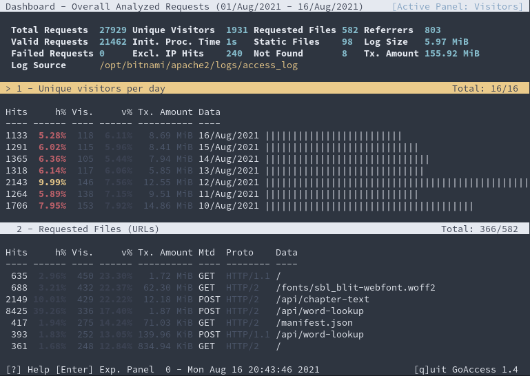 GoAccess Terminal Output